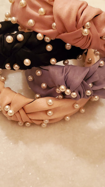Top Knot Pearl Headband-Choose color