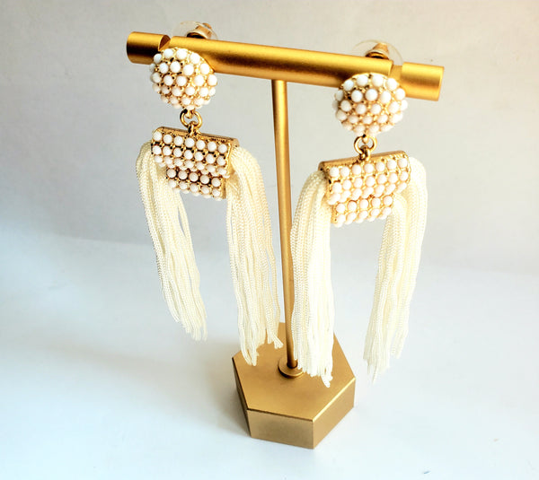 Frill w/ Bead Earrings * Choose Color