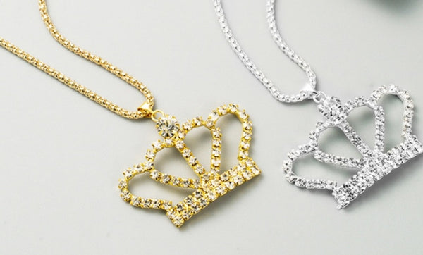 Crown Necklace (long chain).   Choose gold or silver