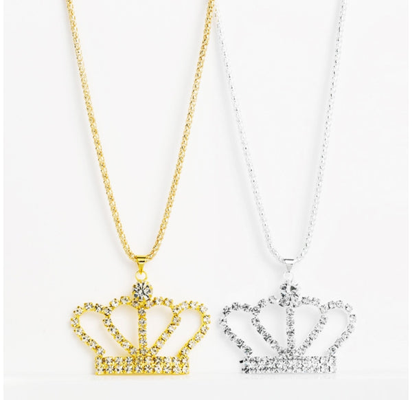 Crown Necklace (long chain).   Choose gold or silver