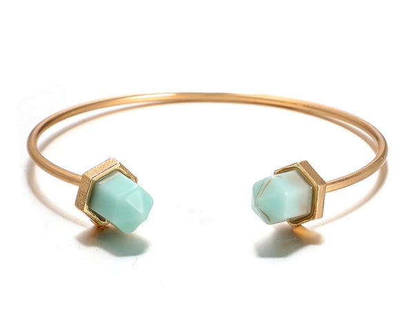 Gold and Stone Bangle Bracelet Set