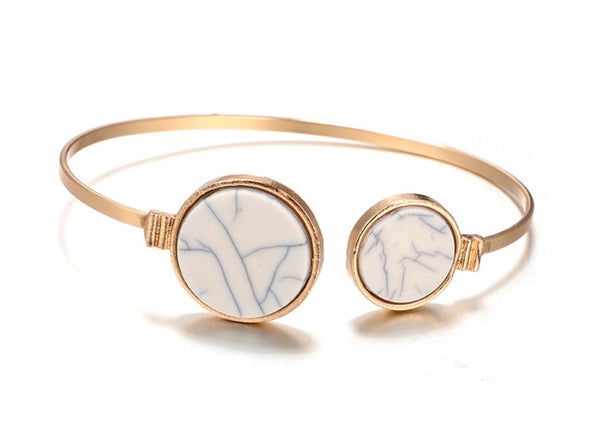 Gold and Stone Bangle Bracelet Set