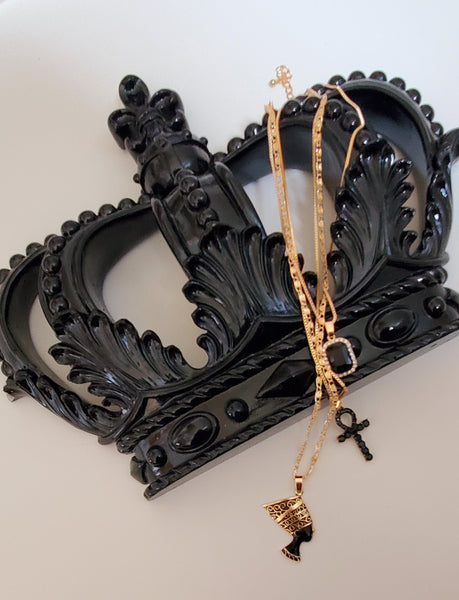 Black Multi-layer Africa/Nefertiti Necklace