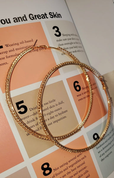XL Bling Hoop Earrings-Choose color