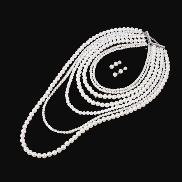 7-pc Pearl Necklace w/Matching Earrings