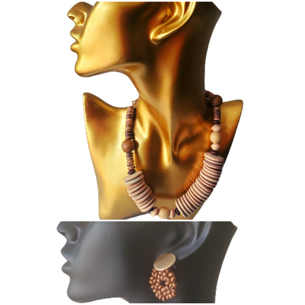 Wooden Beaded Earrings. *Choose light or dark color*