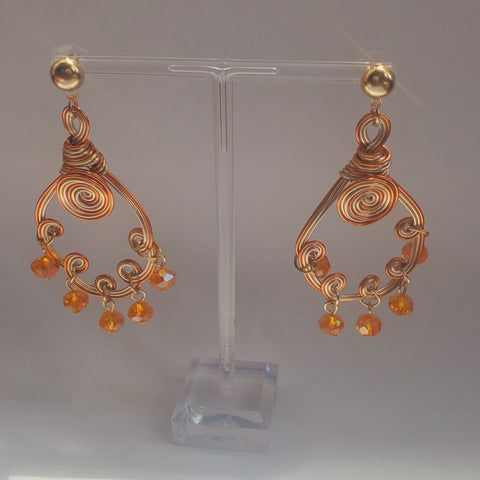 Peach w/ Gold Wire Earrings