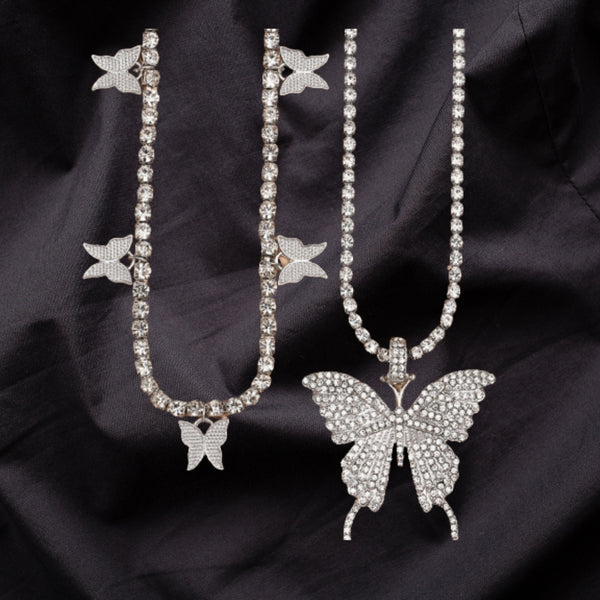Bling Butterfly Necklace Set
