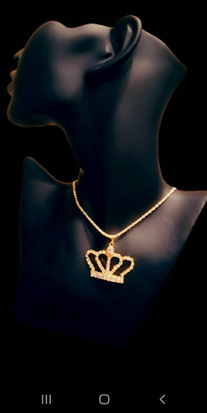 Crown Necklace (long chain).   Choose gold or silver