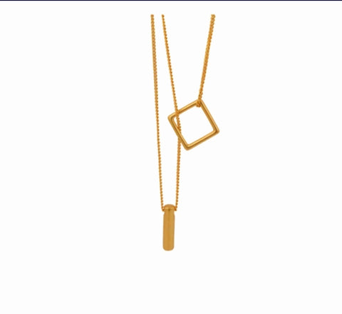 Stainless Steel L Square Necklace