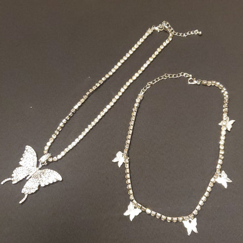 Bling Butterfly Necklace Set