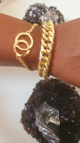 Gold Two Chain Bracelet Set