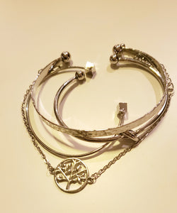 Silver Bangle Bracelet Set