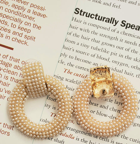 Tab Round Pearl Earrings